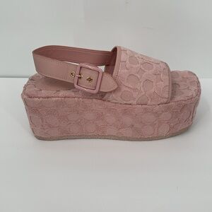 Coach Noelle platform sandal pink signature CC terry cloth back strap shoe 7.5